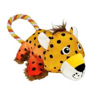 KONG Cozie Tuggz Rope Sqeueaker Dog Toy - Cheetah Bulk Medium/Large