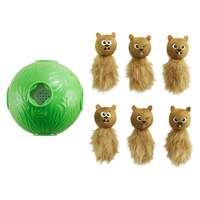 Outward Hound Dog Snuffle N' Treat Ball with 6 Plush Chipmunks