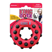 KONG Dotz Circle - Textured Donut Shaped Rubber Squeaker Dog Toy - Small