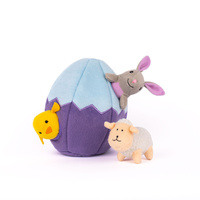 Zippy Paws Interactive Burrow Plush Dog Toy - Easter Egg and Friends