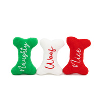 Zippy Paws Christmas Miniz Plush Squeaker Dog Toys - 3-Pack Naughty and Nice Bones