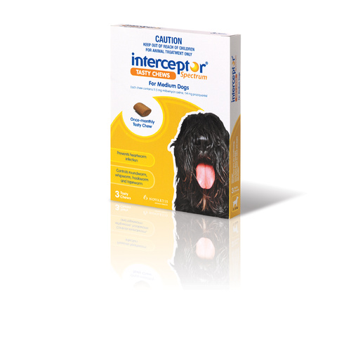 Interceptor Chewable Wormer - Medium Dog 11-22kg - 3-Pack