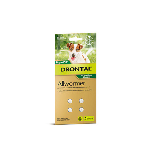 Drontal All-Wormer for Small Dogs & Puppies to 3kg - 4 Tablets