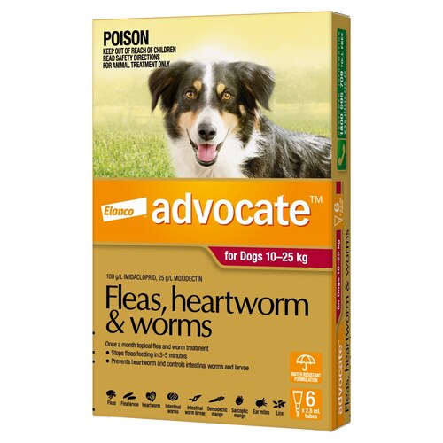 Advocate Flea & Wormer Spot-on for Dogs 10-25kg - 6-pack