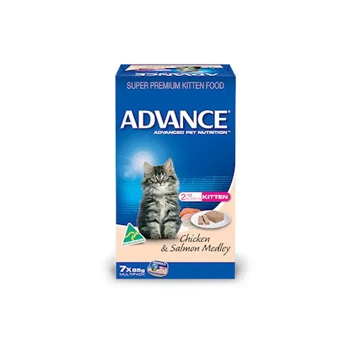 Advance Cat Kitten Chicken And Salmon Med 85G 7Pack  