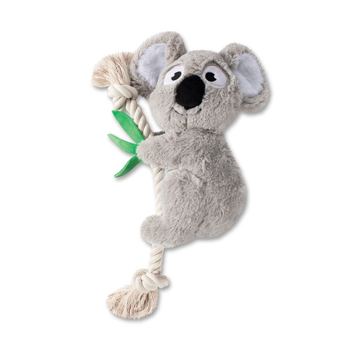 Fringe Studio Koala on a Rope Plush Squeaker Dog Toy