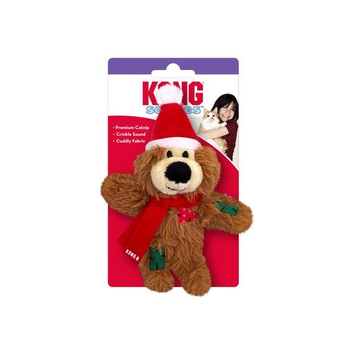 KONG Christmas Holiday Softies Plush Cat Toy x 3 Assorted Bears