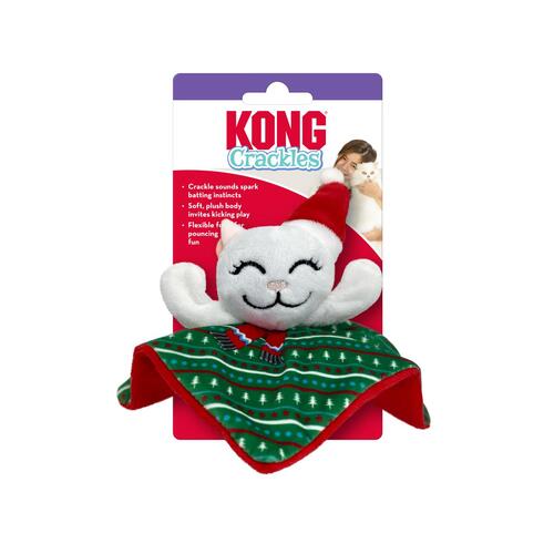 KONG Christmas Holiday Crackles Santa Kitty Cat Toy