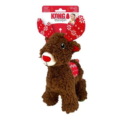 KONG Christmas Holiday Sherps Plush Multi-textured Dog Toy - Reindeer