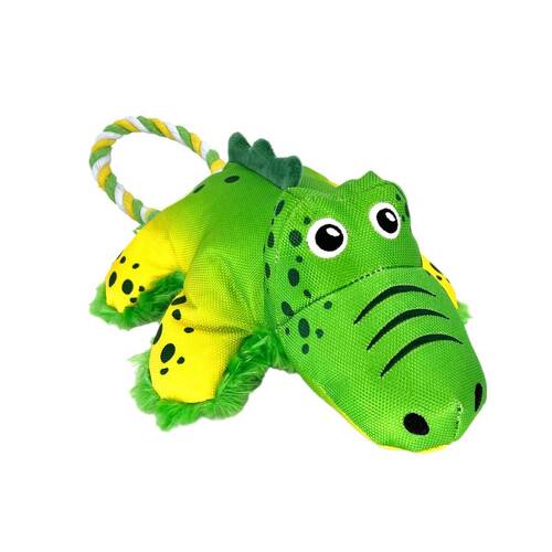 KONG Cozie Tuggz Rope Sqeueaker Dog Toy - Alligator Bulk Small/Medium