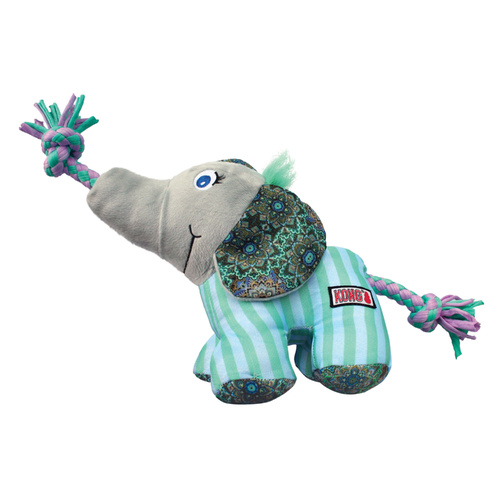 KONG Knots Carnival Canvas Plush Dog Toy with Rope - Elephant - Small/Medium